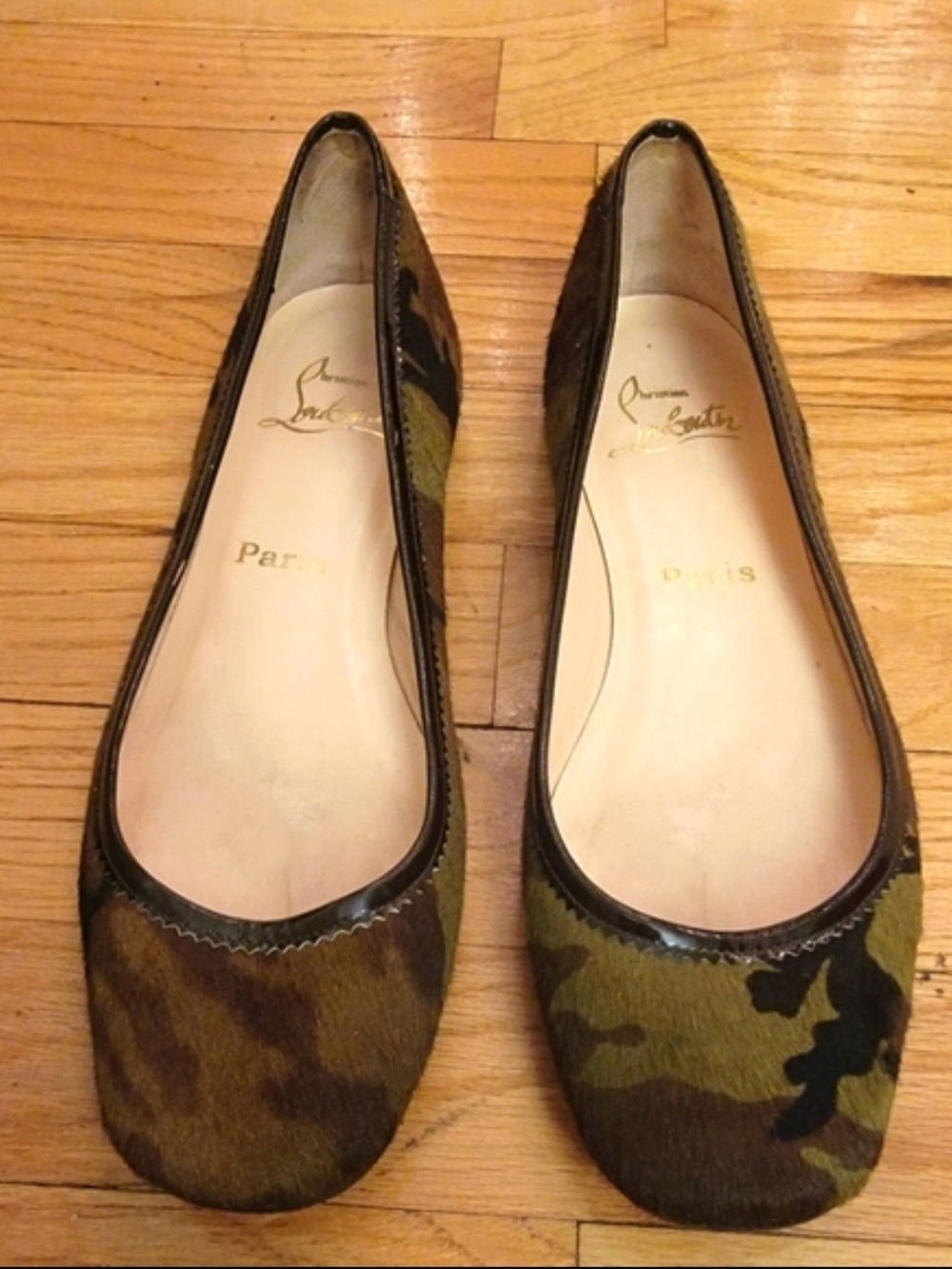 Christian Louboutin Camouflage Haircalf Ballet Flats - Olive, Brown, Black